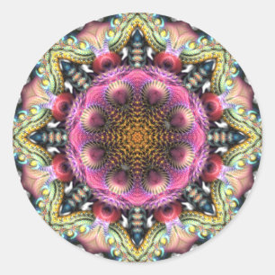 Rond Sticker en étoile Mandala géométrique fractale
