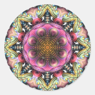 Rond Sticker en étoile Mandala géométrique fractale
