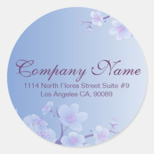 Rond Sticker en fleurs de cerisier bleu ciel