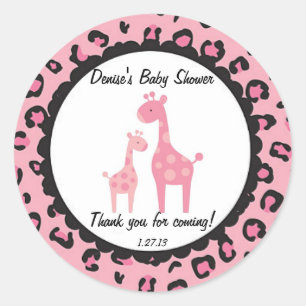 Rond Sticker en girafe rose Safari