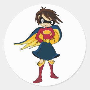 Rond Sticker en héros pour fille mignonne