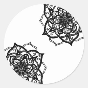 Rond Sticker en mandala noir et blanc