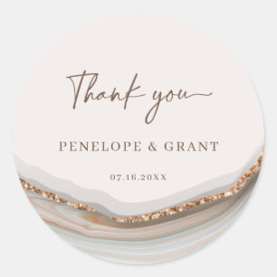 Rond Sticker en marbre de Merci en pierre d'âge classiq