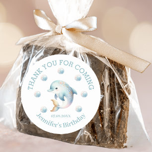 Rond Sticker en Merci bleu Dolphin