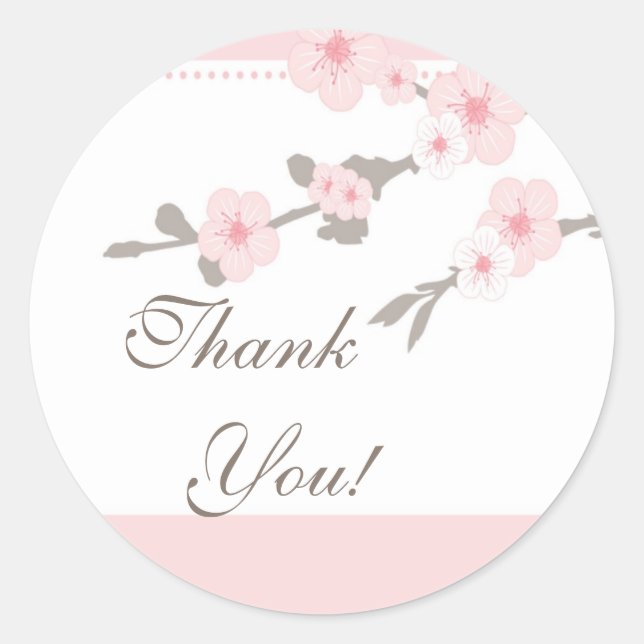 Rond Sticker en Merci cerise en fleurs (Devant)