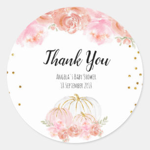 Rond Sticker en Merci Citrouille floral