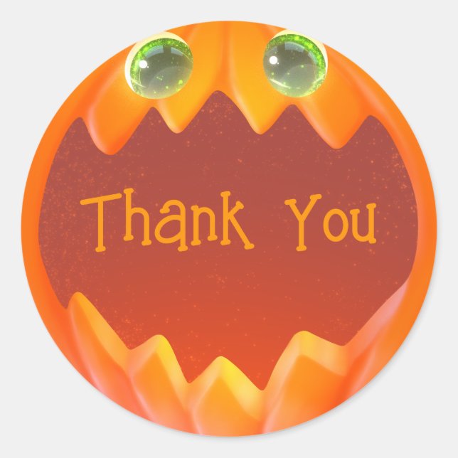 Rond Sticker en Merci Citrouille mignon Fête d'Hallowee (Devant)
