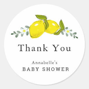 Rond Sticker en Merci de Baby shower de citron vert