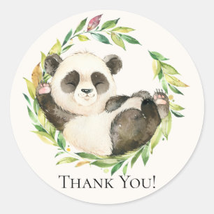 Rond Sticker en Merci de Baby shower doux Panda