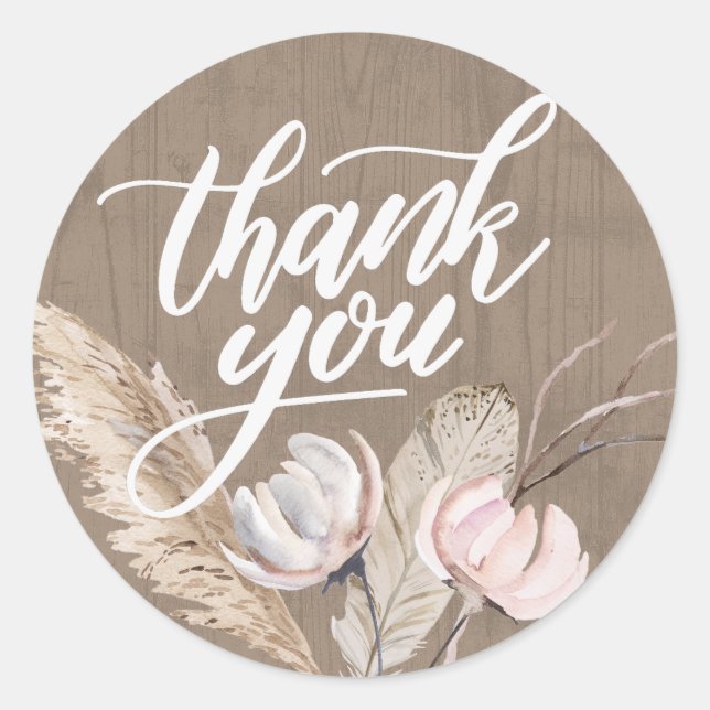 Rond Sticker en Merci de Boho rustique Aquarelle (Devant)