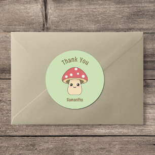 Rond Sticker en Merci de champignons mignons
