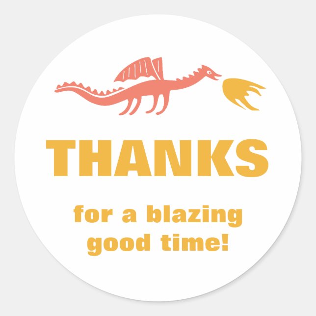 Rond Sticker en Merci de dragon mignon (Devant)