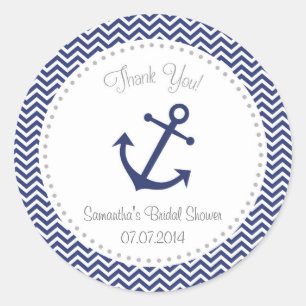 Rond Sticker en Merci de Fête des mariées nautique