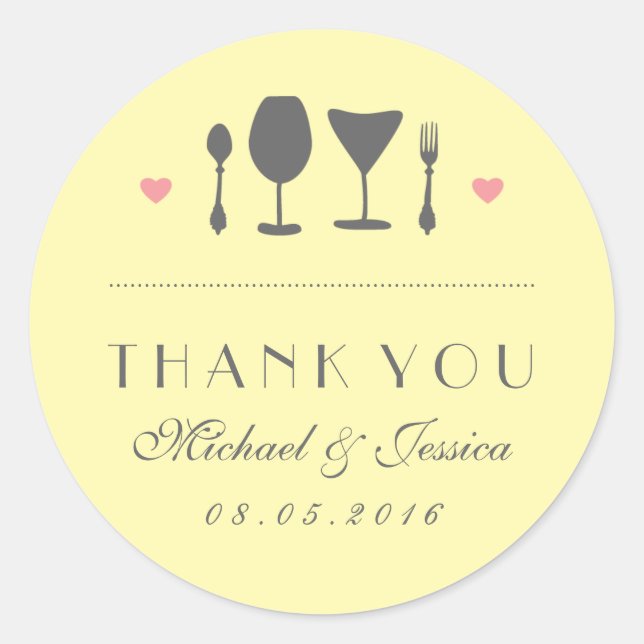 Rond Sticker en Merci de Mariage de fourche rustique ja (Devant)