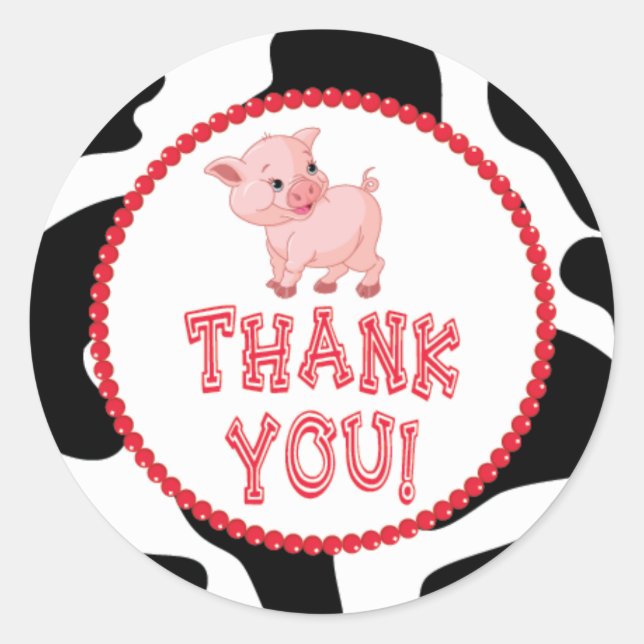 Rond Sticker en Merci de petit porc (Devant)