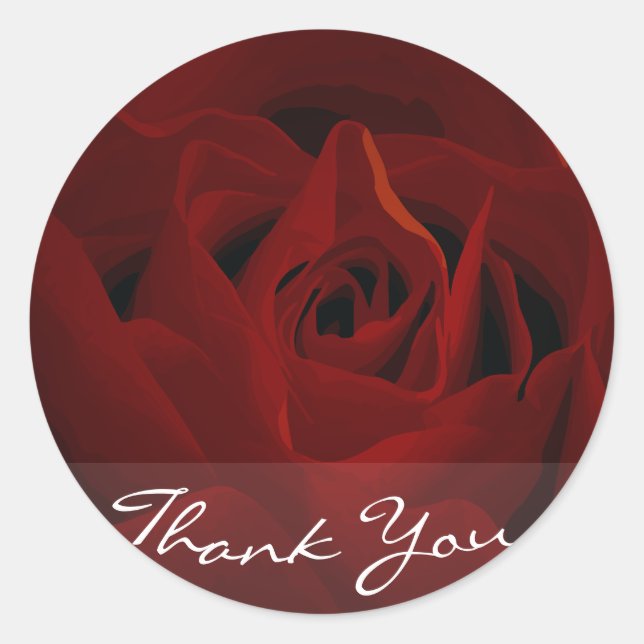 Rond Sticker en Merci de rose rouge profond (Devant)