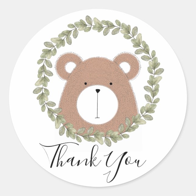 Rond Sticker en Merci d'ours mignon (Devant)