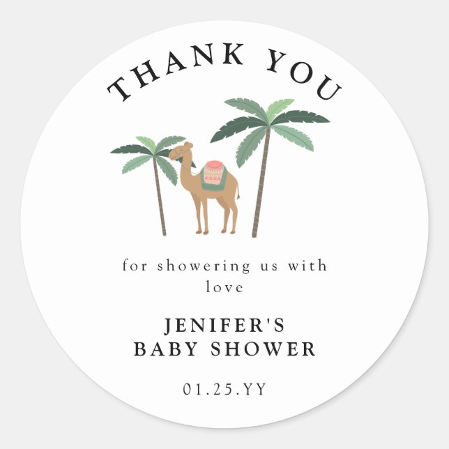 Rond Sticker en Merci Dreamt Desert Cute Camel (Devant)