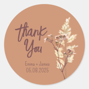 Rond Sticker en Merci Fleur sauvage peint