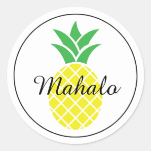 Rond Sticker en Merci hawaïen à ananas Mahalo