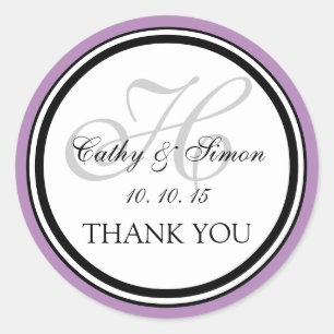 Rond Sticker en Merci Mariage Lilac Grey Monogram H