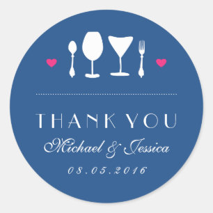 Rond Sticker en Merci Mariage Royal Blue Fourche
