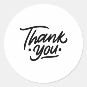 Rond Sticker en Merci minimaliste noir et blanc