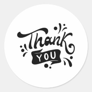 Rond Sticker en Merci minimaliste noir et blanc