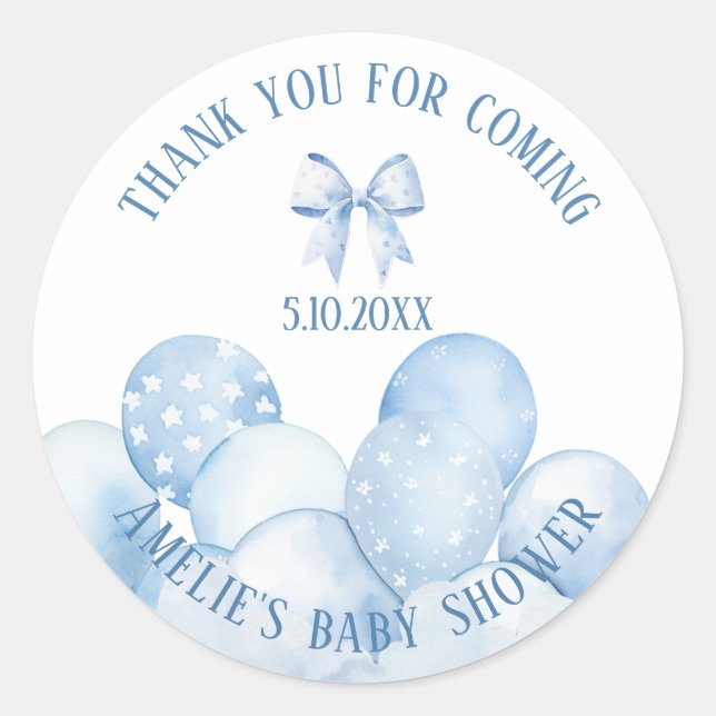 Rond Sticker en Merci Pastel Bleu Doux (Devant)