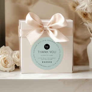 Rond Sticker en Merci personnalisé vert clair avec logo