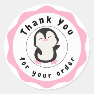 Rond Sticker en Merci rose et noir