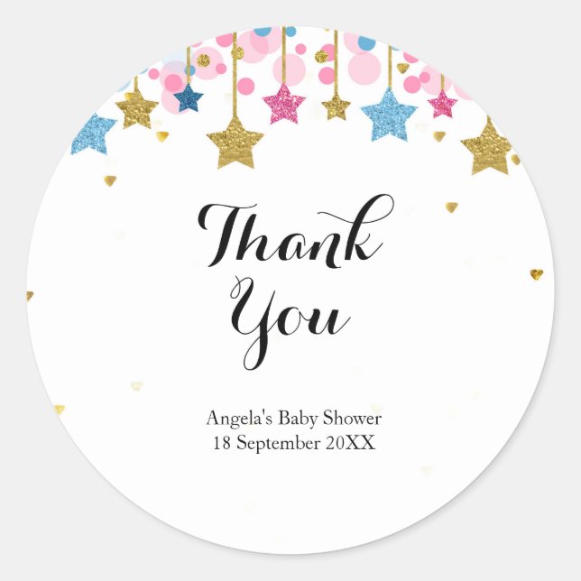 Rond Sticker en Merci scintillant rose or (Devant)