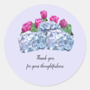 Rond Sticker en Merci Tulips et Hydrangeas