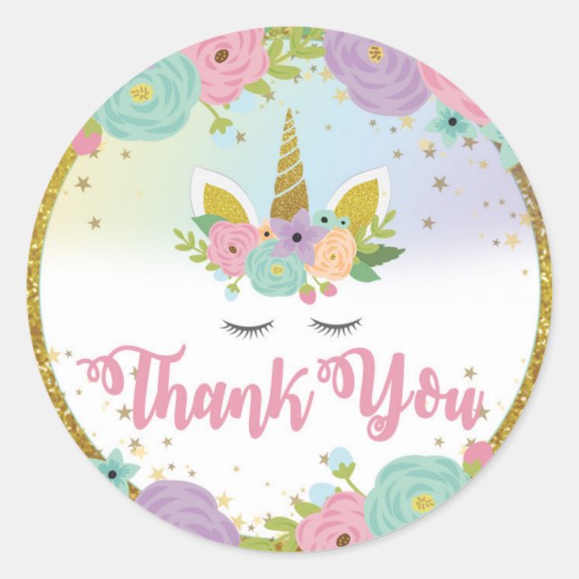 Rond Sticker en Merci Unicorne (Devant)