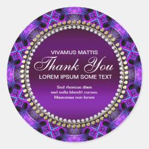Rond Sticker en Merci violet à tapisserie médiévale