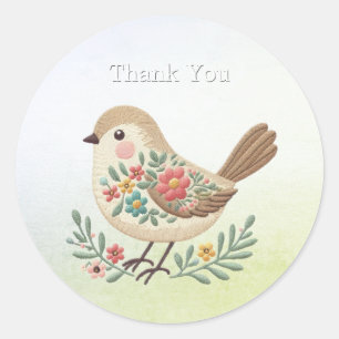 Rond Sticker en or floral Little Bird