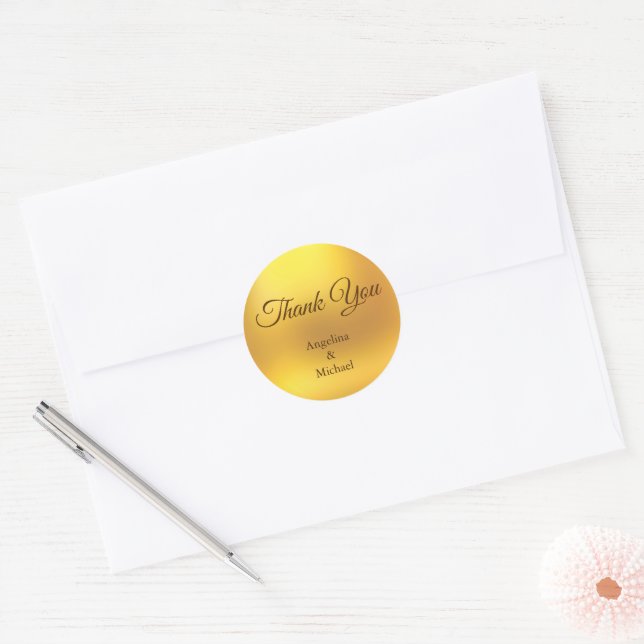 Rond Sticker en or Merci (Enveloppe)