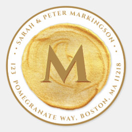 Rond Sticker en or Monogramme personnalisé