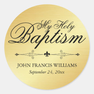 Rond Sticker en or personnalisé My Holy Communion