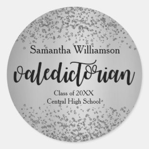 Rond Sticker en or personnalisé Silver Valedictorian