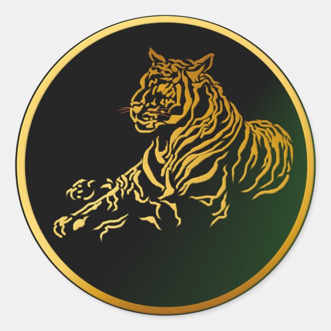 Rond Sticker en or Tiger (Devant)