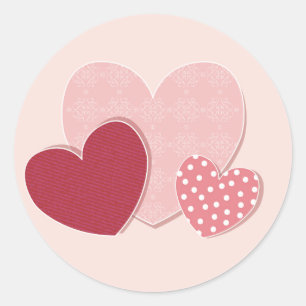 Rond Sticker en papier Coeurs roses