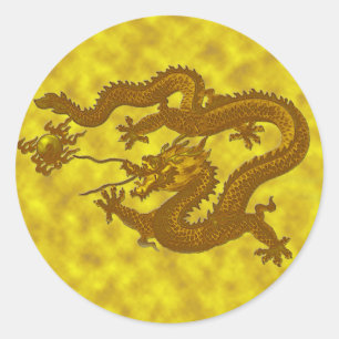 Rond Sticker en pièce de dragon d'or #2