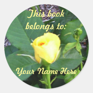 Rond Sticker en plaque de nom de livre rose jaune