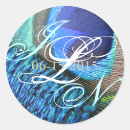 Rond Sticker en plume de paon