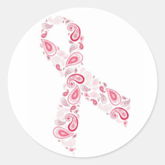 Rond sticker en ruban rose cachemire - blanc