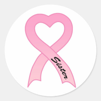Rond Sticker en ruban rose Soeur