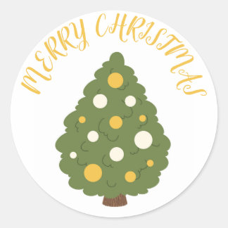 Rond Sticker en sapin de Noël avec "Joyeux Noël