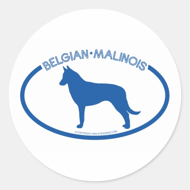 Rond Sticker en silhouette Malinois belge (Devant)