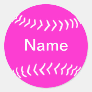 Rond Sticker en silhouette Softball rose
